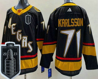 Men's Vegas Golden Knights #71 William Karlsson Black Reverse Retro 2023 Stanley Cup Final Authentic Jersey