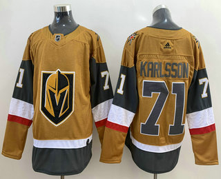 Men's Vegas Golden Knights #71 William Karlsson Gold 2020-21 Alternate Stitched Adidas Jersey