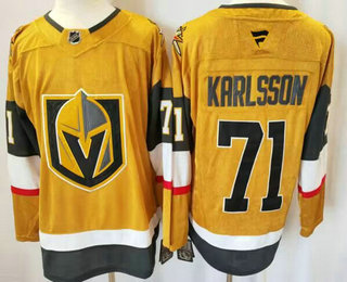 Men's Vegas Golden Knights #71 William Karlsson Gold 2024 Stitched Jersey