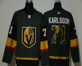 Men's Vegas Golden Knights #71 William Karlsson Gray With Team Logo Adidas Stitched NHL Jersey