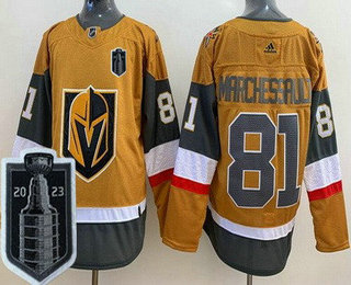 Men's Vegas Golden Knights #81 Jonathan Marchessault Gold 2023 Stanley Cup Final Authentic Jersey