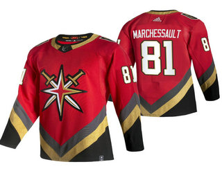 Men's Vegas Golden Knights #81 Jonathan Marchessault Red Adidas 2020-21 Alternate Authentic Player NHL Jersey