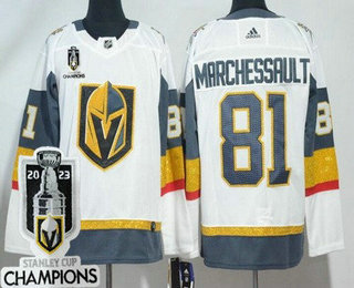 Men's Vegas Golden Knights #81 Jonathan Marchessault White 2023 Stanley Cup Champions Authentic Jersey
