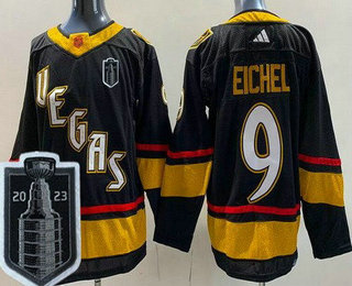 Men's Vegas Golden Knights #9 Jack Eichel Black Reverse Retro 2023 Stanley Cup Final Authentic Jersey