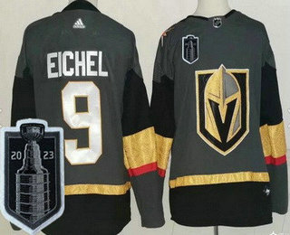 Men's Vegas Golden Knights #9 Jack Eichel Gray 2023 Stanley Cup Final Authentic Jersey