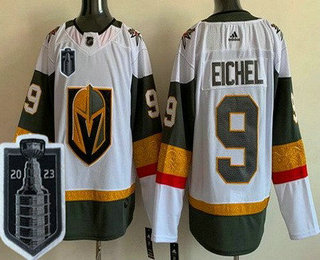 Men's Vegas Golden Knights #9 Jack Eichel White 2023 Stanley Cup Final Authentic Jersey