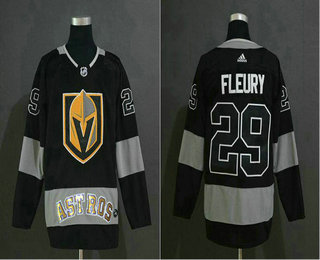 Men's Vegas Golden Knights With Astros #29 Marc-Andre Fleury Black Adidas Stitched NHL Fashion Jersey