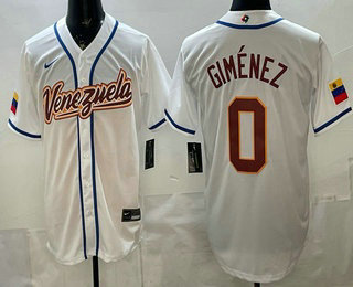 Men's Venezuela #0 Andres Gimenez White 2026 World Baseball Classic Cool Base Jersey