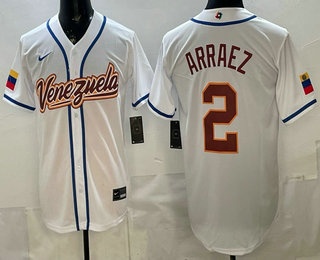 Men's Venezuela #2 Luis Arraez White 2026 World Baseball Classic Cool Base Jersey