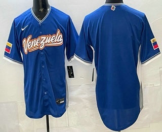 Men's Venezuela Blank Blue 2026 World Baseball Classic Cool Base Jersey