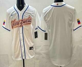 Men's Venezuela Blank White 2026 World Baseball Classic Cool Base Jersey