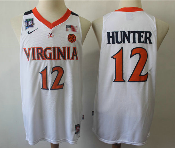 Men's Virginia Cavaliers #12 De'Andre Hunter White 2019 Final Four Patch Basketball Stitched Jersey