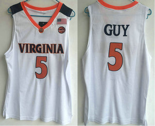 Men's Virginia Cavaliers #5 Kyle Guy White College Basketball Jersey