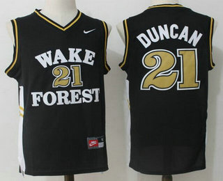 Men's Wake Forest Demon Deacons #21 Tim Duncan Black College Basketball Nike Swingman Stitched NCAA Jersey
