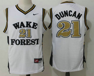 Men's Wake Forest Demon Deacons #21 Tim Duncan White College Basketball Nike Swingman Stitched NCAA Jersey
