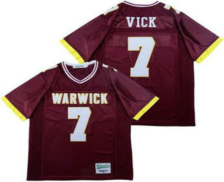 Men's Warwick High School Raiders #7 Michael Vick Red Football Jersey