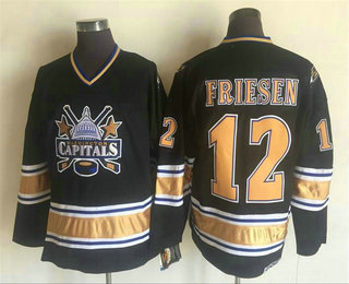 Men's Washington Capitals #12 Jeff Friesen Black Throwback Jersey