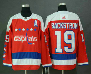 Men's Washington Capitals #19 Nicklas Backstrom NEW Red With A Patch Red 2019 Adidas Stitched NHL Hockey Jersey