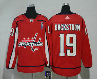 Men's Washington Capitals #19 Nicklas Backstrom Red With A Patch 2017-2018 Hockey Adidas Stitched NHL Jersey