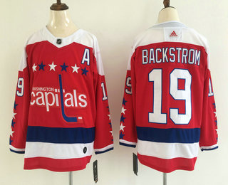 Men's Washington Capitals #19 Nicklas Backstrom Red With A Patch 2018 Stadium Series Adidas Stitched NHL Hockey Jersey