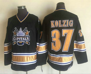 Men's Washington Capitals #37 Olaf Kolzig 2000-01 Black CCM Vintage Throwback Jersey