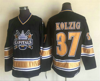 Men's Washington Capitals #37 Olaf Kolzig Black Throwback Jersey