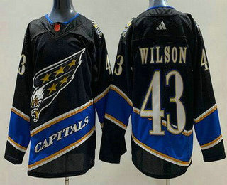 Men's Washington Capitals #43 Tom Wilson Black 2022 Reverse Retro Authentic Jersey