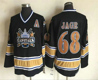 Men's Washington Capitals #68 Jaromir Jagr Black A patch 2000 Black CCM Throwback Adidas Stitched Vintage Hockey Jersey