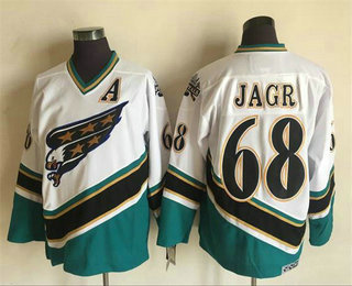 Men's Washington Capitals #68 Jaromir Jagr White CCM Vintage Throwback Jersey