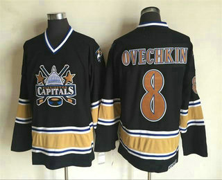 Men's Washington Capitals #8 Alex Ovechkin 2000-01 Black CCM Vintage Throwback Jersey