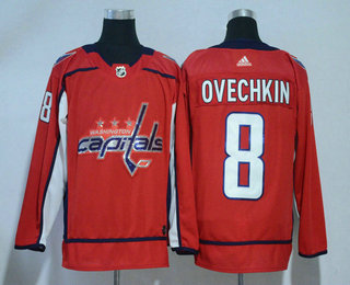 Men's Washington Capitals #8 Alex Ovechkin Red With Handwork Sequin Fashion Team Logo Home 2017-2018 Hockey Adidas Stitched NHL Jersey