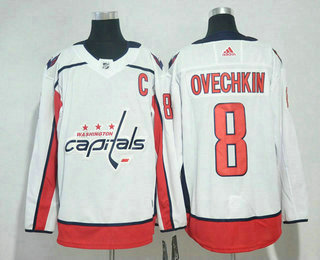 Men's Washington Capitals #8 Alex Ovechkin White 2017-2018 Hockey Adidas Stitched NHL Jersey