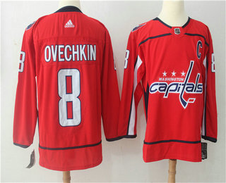 Men's Washington Capitals #8 Alex Ovechkin White With C Patch 2017-2018 Hockey Adidas Stitched NHL Jersey