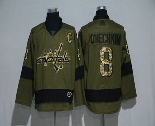 Men's Washington Capitals #8 Alexander Ovechkin Green Salute To Service Adidas Stitched NHL Jersey
