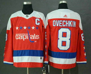 Men's Washington Capitals #8 Alexander Ovechkin NEW Red With C Patch 2019 Adidas Stitched NHL Hockey Jersey