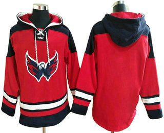 Men's Washington Capitals Blank Red Ageless Must Have Lace Up Pullover Hoodie