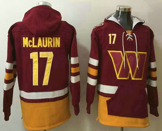 Men's Washington Commanders #17 Terry McLaurin NEW Red Pocket Stitched NFL Pullover Hoodie