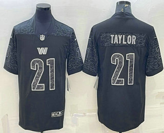 Men's Washington Commanders #21 Sean Taylor Black Reflective Limited Stitched Football Jersey