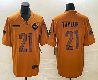 Men's Washington Commanders #21 Sean Taylor Brown 2023 Salute To Service Limited Stitched Jersey