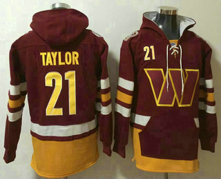 Men's Washington Commanders #21 Sean Taylor NEW Red Pocket Stitched NFL Pullover Hoodie