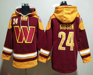 Men's Washington Commanders #24 Antonio Gibson Red Ageless Must Have Lace Up Pullover Hoodie