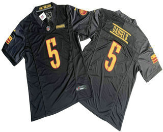 Men's Washington Commanders #5 Jayden Daniels Limited Black FUSE Vapor Jersey