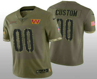 Men's Washington Commanders ACTIVE PLAYER Custom Olive 2022 Salute To Service Limited Stitched Jersey