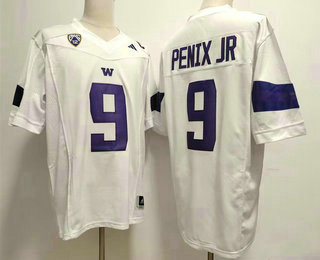 Men's Washington Huskies #9 Michael Penix Jr White FUSE College Stitched Jersey