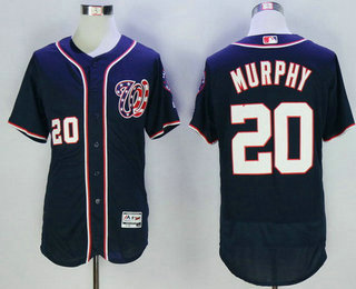 Men's Washington Nationals #20 Daniel Murphy Navy Blue 2016 Flexbase Majestic Baseball Jersey