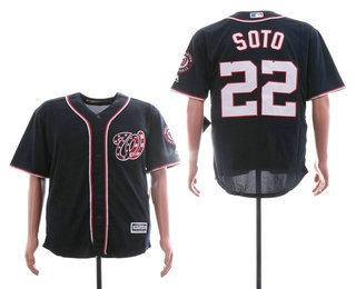 Men's Washington Nationals #22 Juan Soto Navy Blue Stitched MLB Cool Base Jersey