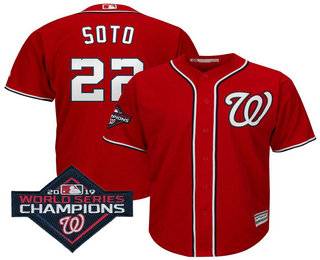 Men's Washington Nationals #22 Juan Soto Red 2019 World Series Champions Alternate Cool Base Jersey