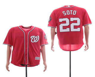 Men's Washington Nationals #22 Juan Soto Red Stitched MLB Cool Base Jersey