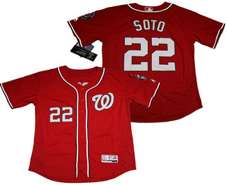 Men's Washington Nationals #22 Juan Soto Red Stitched MLB Flex Base Jersey
