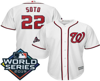 Men's Washington Nationals #22 Juan Soto White 2019 World Series Home Cool Base Jersey